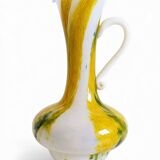 Cristallerie de Clichy White Opaline Pitcher Vase, Handmade in France