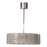 "Lampe suspendue en verre glacé Doria Leuchten avec cylindres en verre en relief, années 1960"
