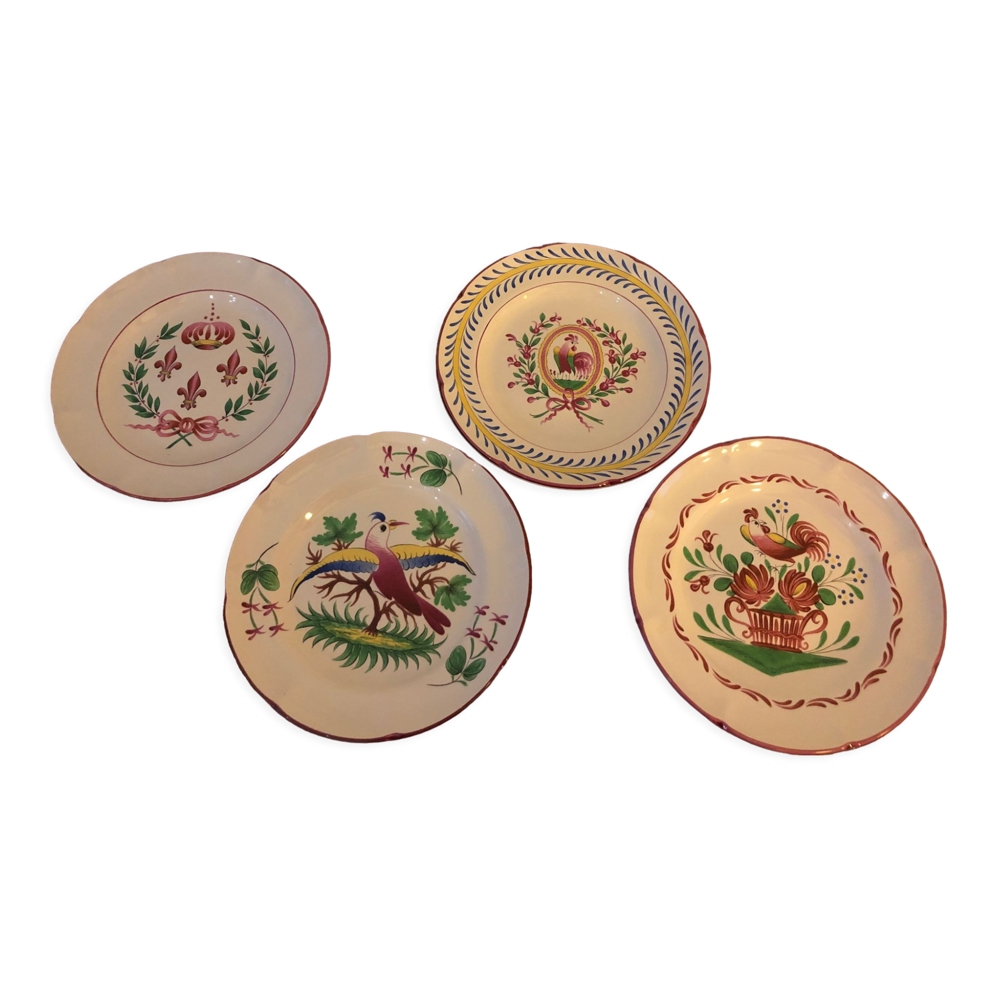 4 assiettes en faïence de Saint-Clément