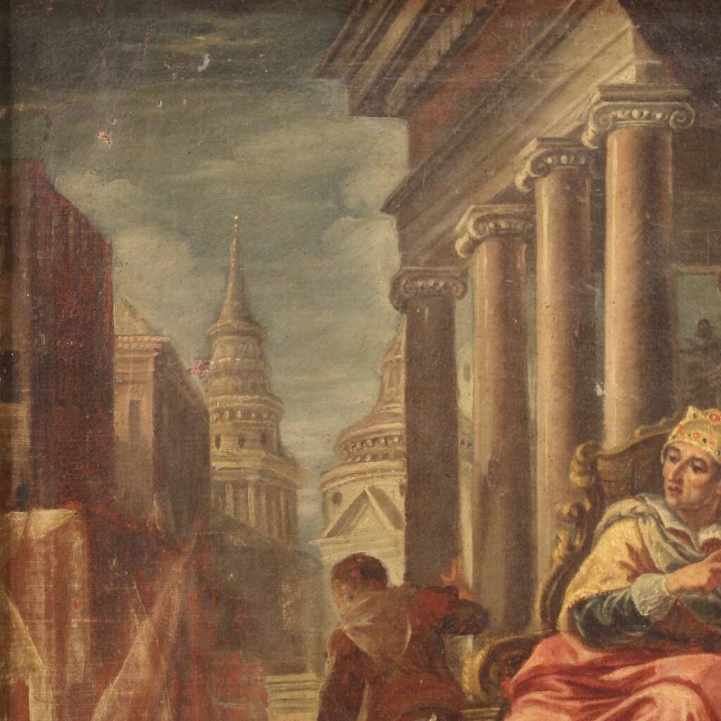 Antique painting Jesus and Herod from 17th century