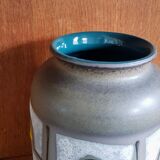 Vintage Ceramic Vase with White and Yellow Pattern - 1960s - Mid-Century Modern - Austria