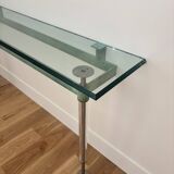 Console métal et verre, pièce unique 1980