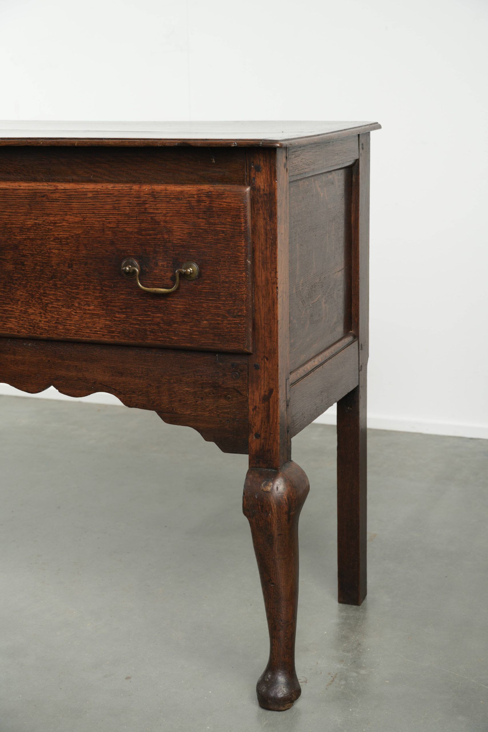 Antique 18th-century English oak dresser/sideboard with brass handles