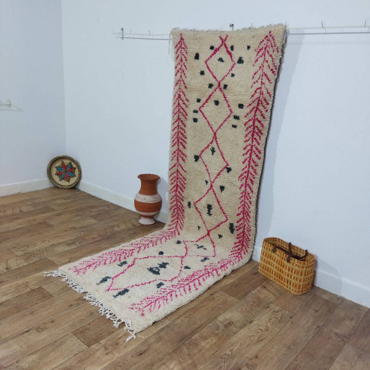 Berber hallway rug pink 290 X 90 CM