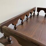 Nightstand, turned wooden bedside table opening with a drawer, vintage telephone table.