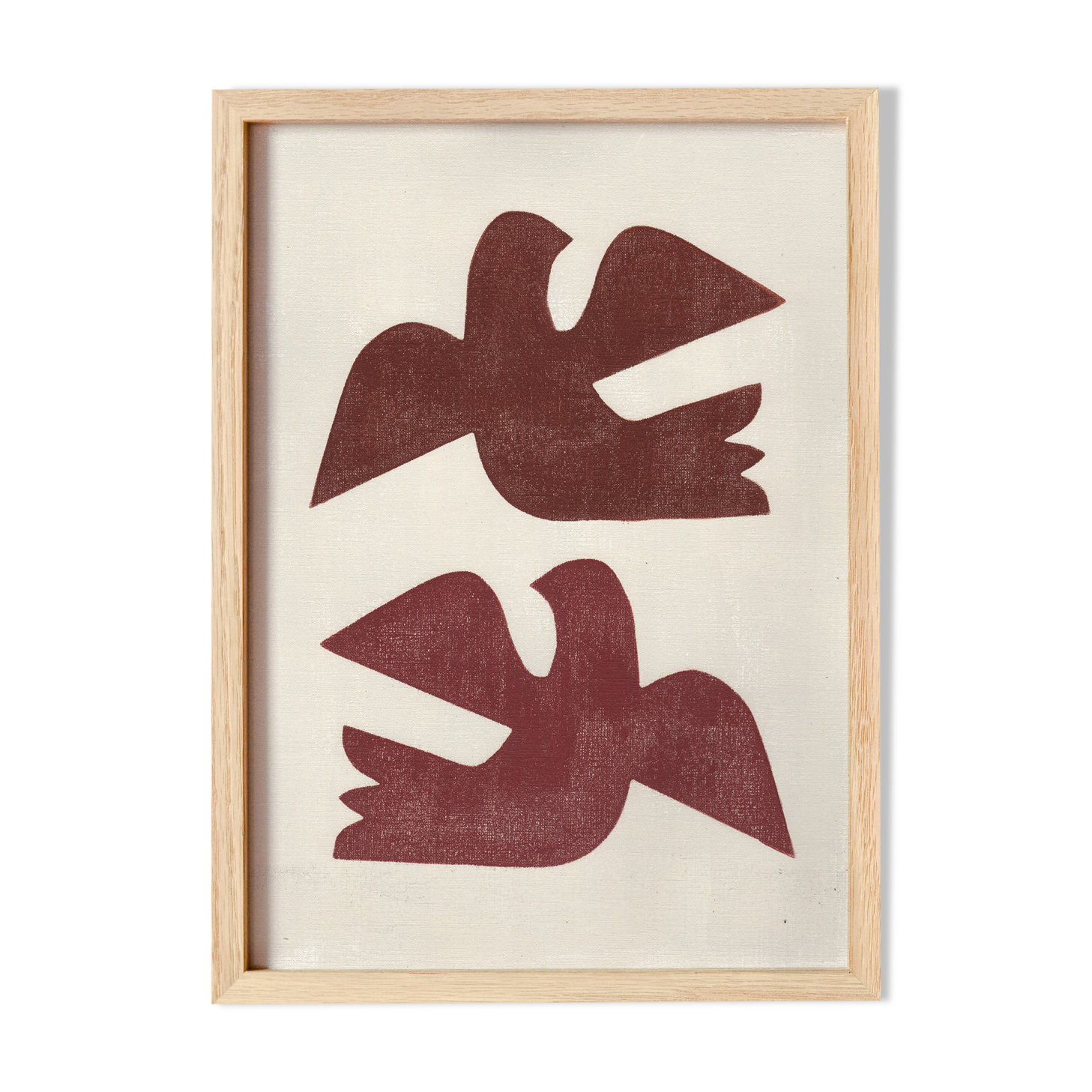 Painting on paper 30x40cm terracotta birds M756 signed Eawy