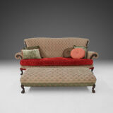 Extra large Victorian sofa and ottoman 1890