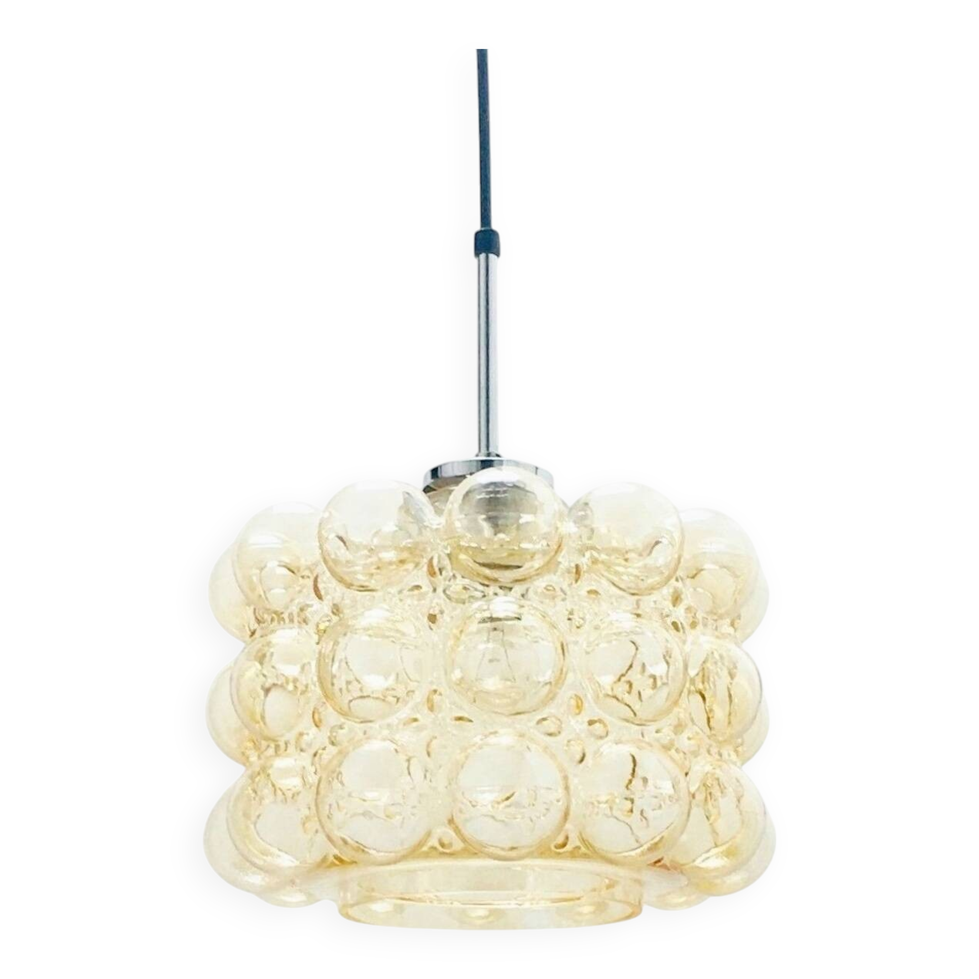 Mid-Century Amber Bubble Glass Ceiling Light by Helena Tynell for Limburg, Germany, 1960s