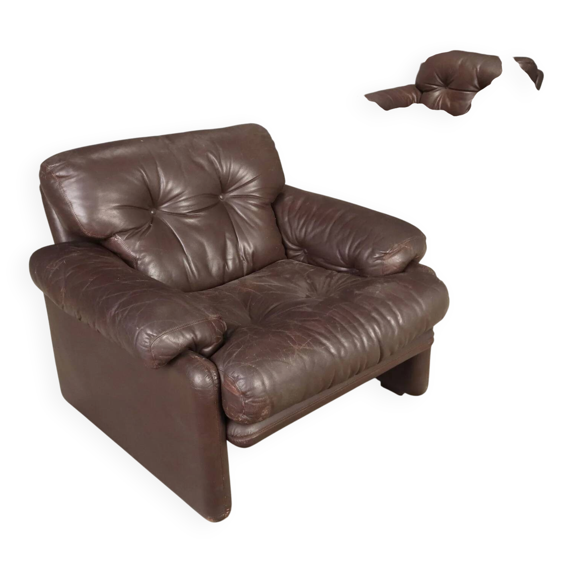 Pair of brown leather armchairs "Coronado"