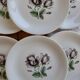 6 vintage porcelain dessert plates Moulins des Loups rose pattern