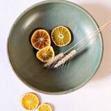 Enamelled stoneware dish / salad bowl signed