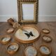 Plateau et sous-verres en rotin