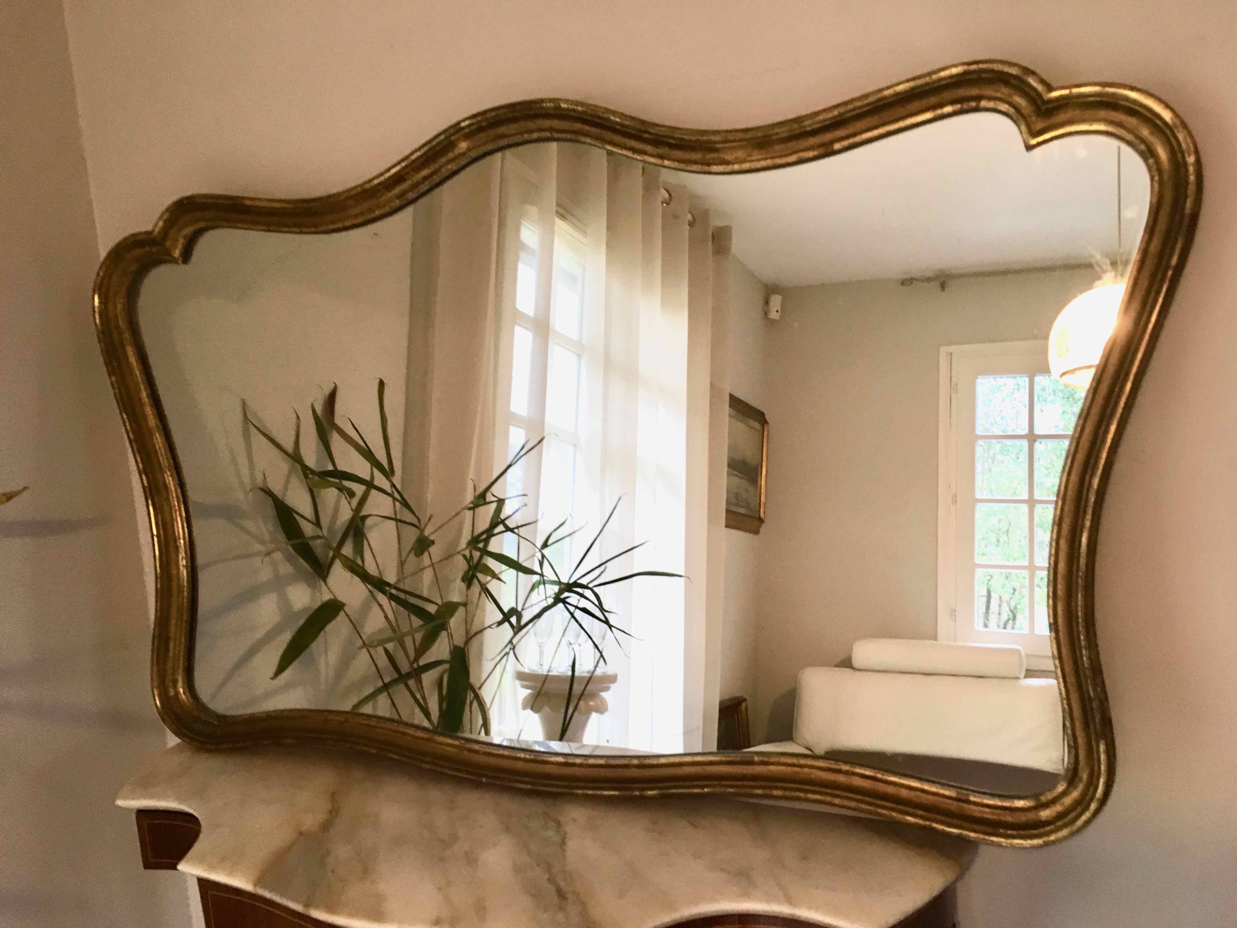 Large old gilded leaf mirror 131x76