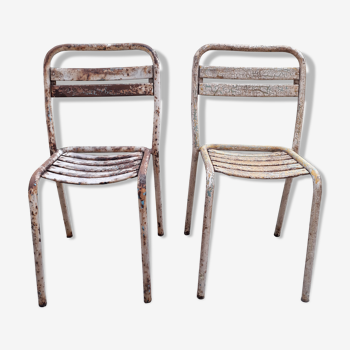 Pair of chairs  metal Tolix T250s to be restored