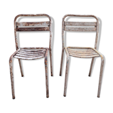 Paire de chaises métal Tolix T2 années 50 à restaurer
