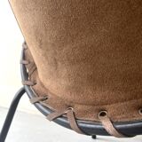 Designer armchair in brown suede circle ballon by Lusch & Co, Germany 1970s