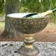 Ornate Floral Pedestal Champagne Cooler, brass ice bucket