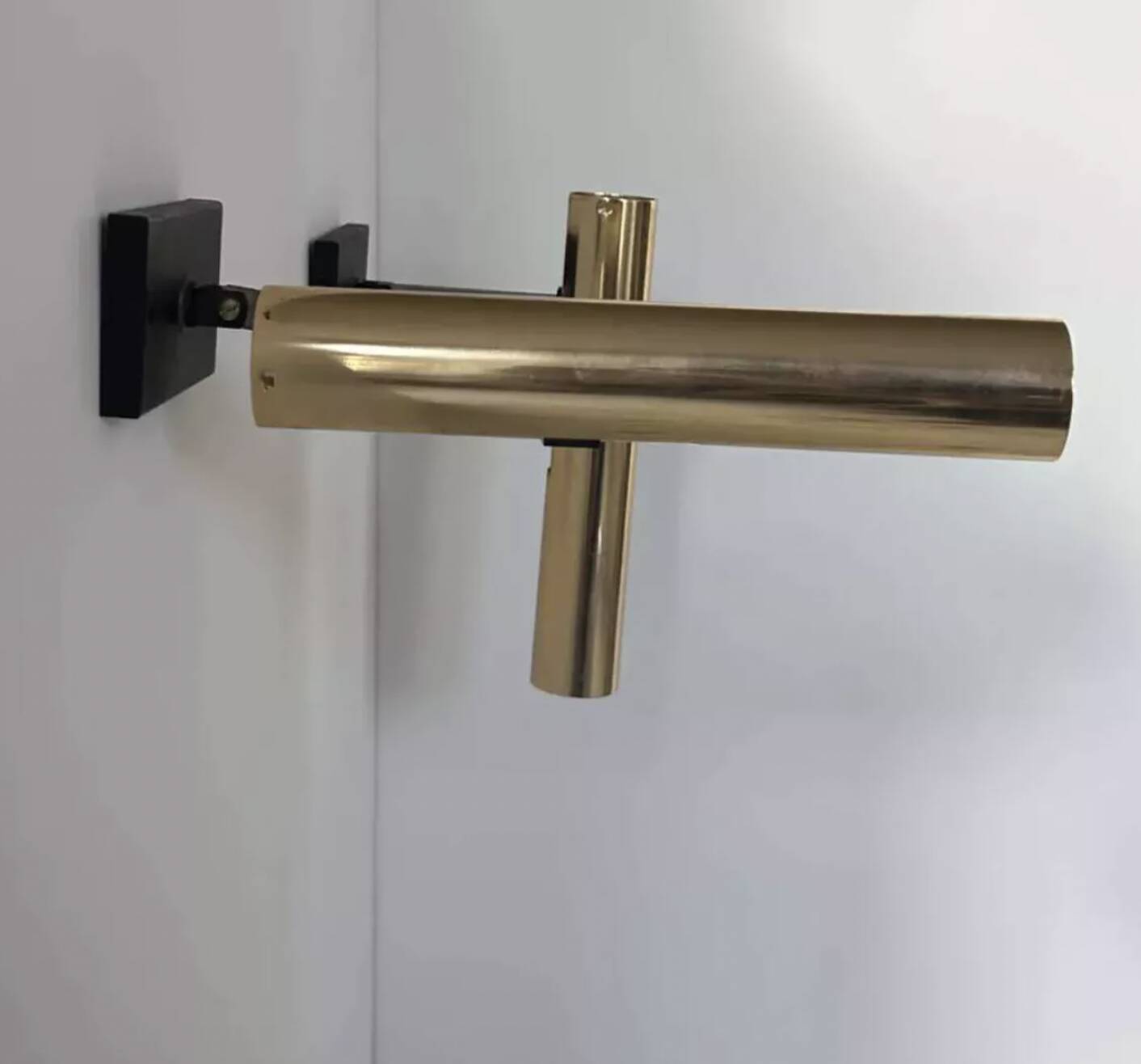 Pair of vintage modernist brass wall lights, France 1970s