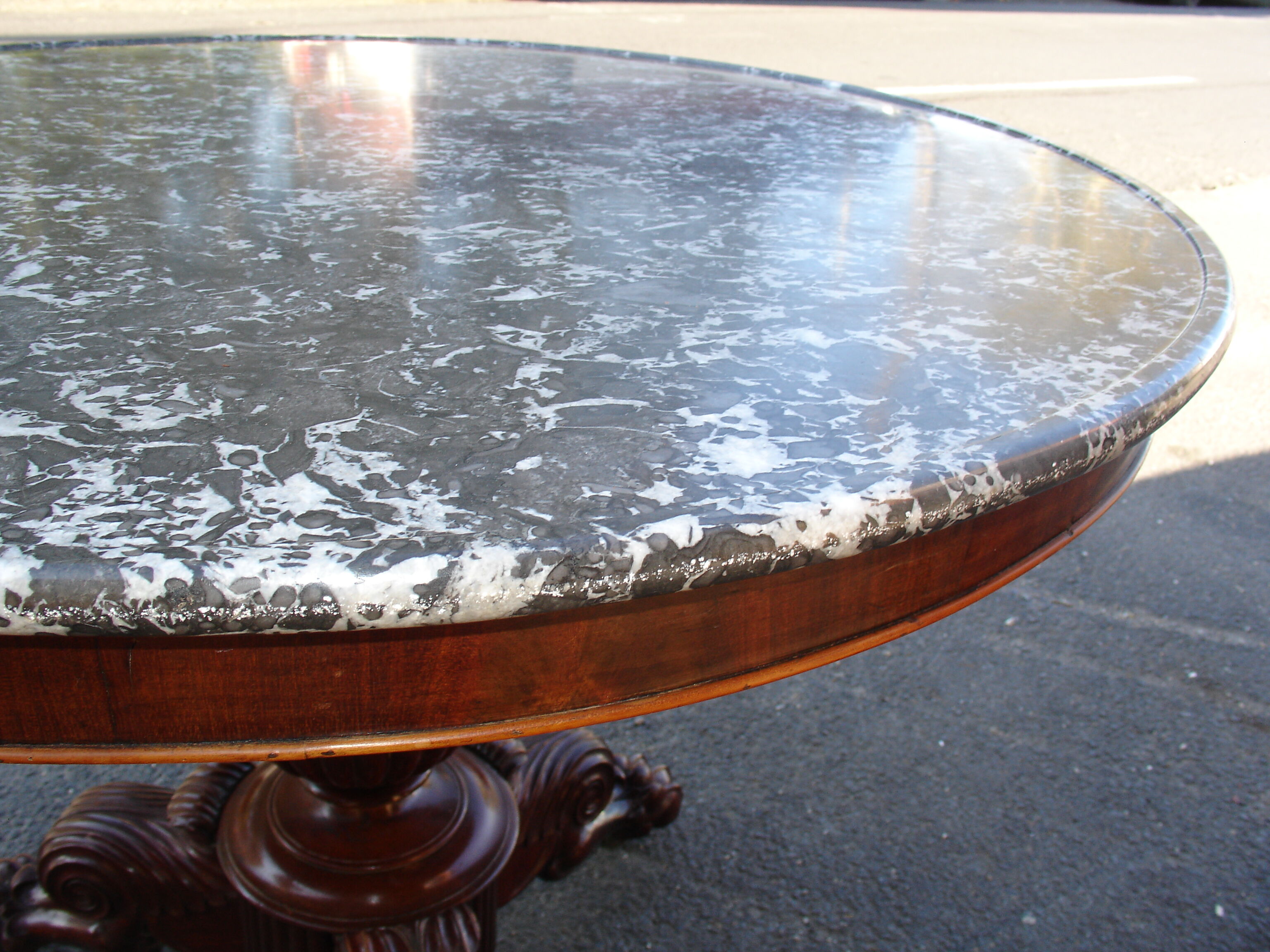 Table drum time empire with its marble Bowl st anne