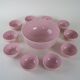 Ensemble de bols en céramique rose, design français, années 1980, fabriqué en France.