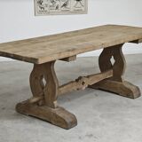 Large 19th century elm monastery table with solid top