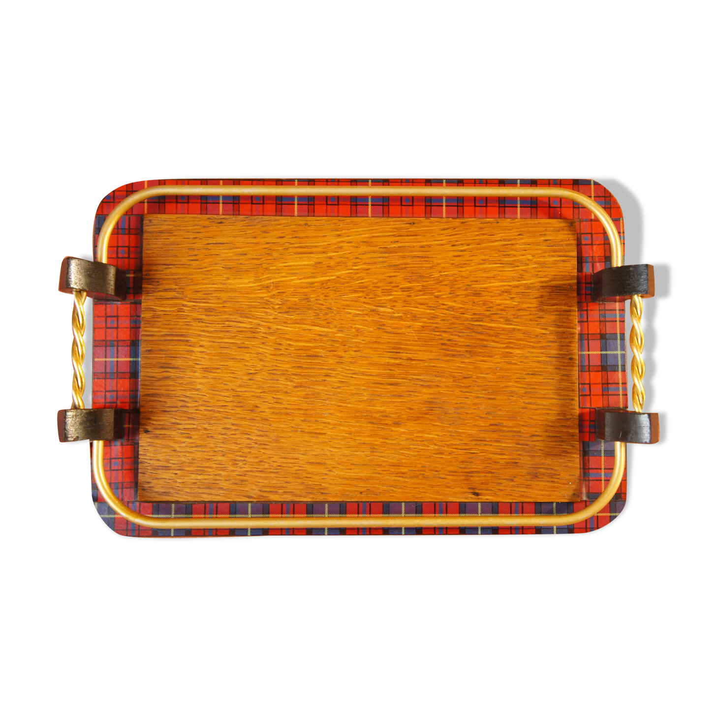Top "Tartan" golden oak, blackened wood & brass 1960