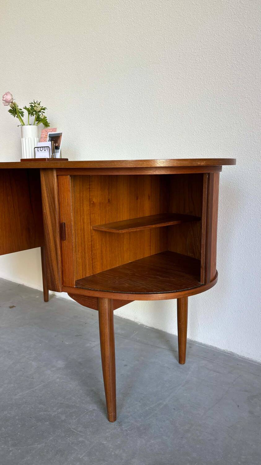 Vintage desk tambour teak