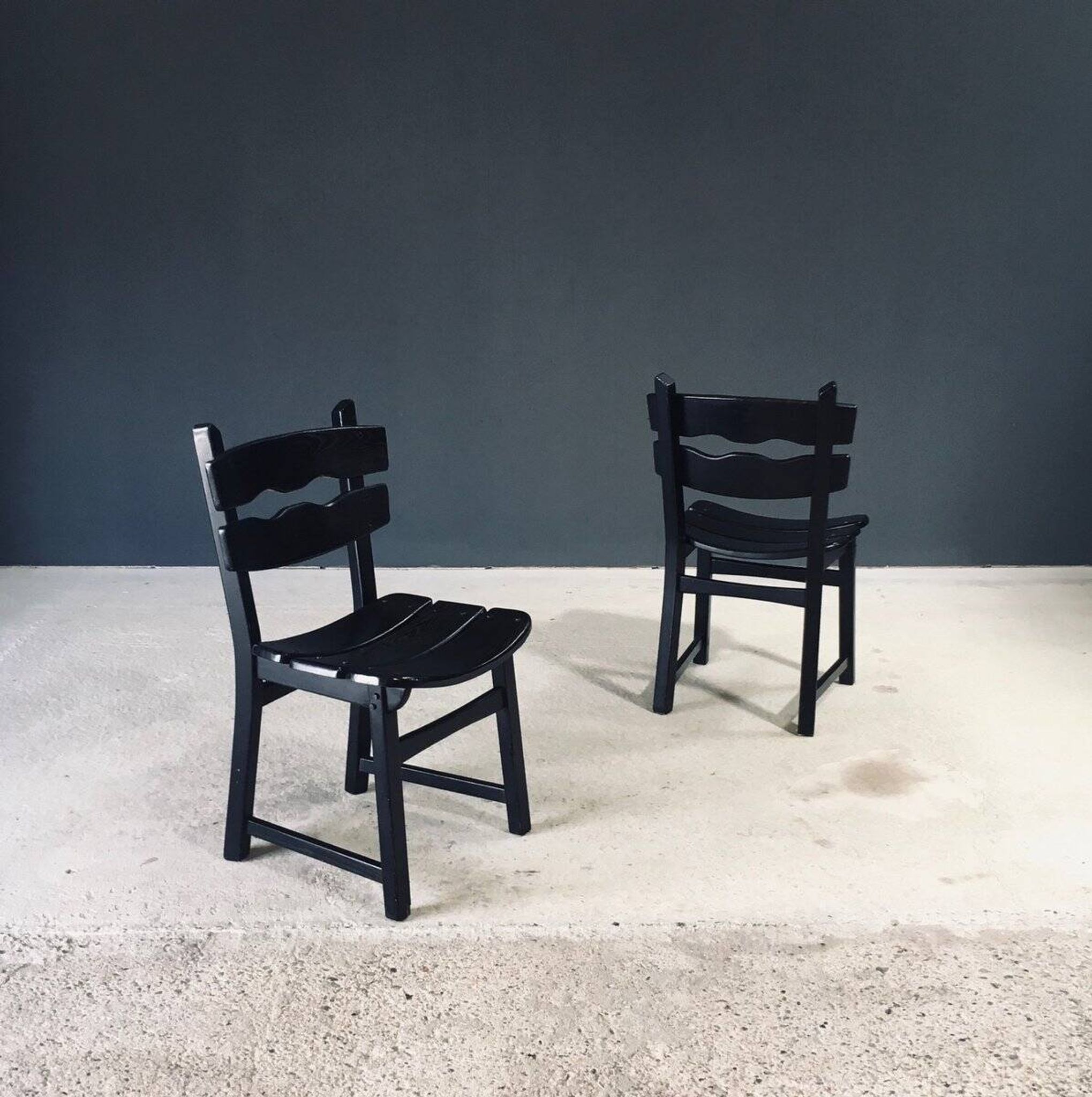 Brutalist dining chairs by Dittmann for Awa Radbound, Netherlands, 1970s, set of 6.