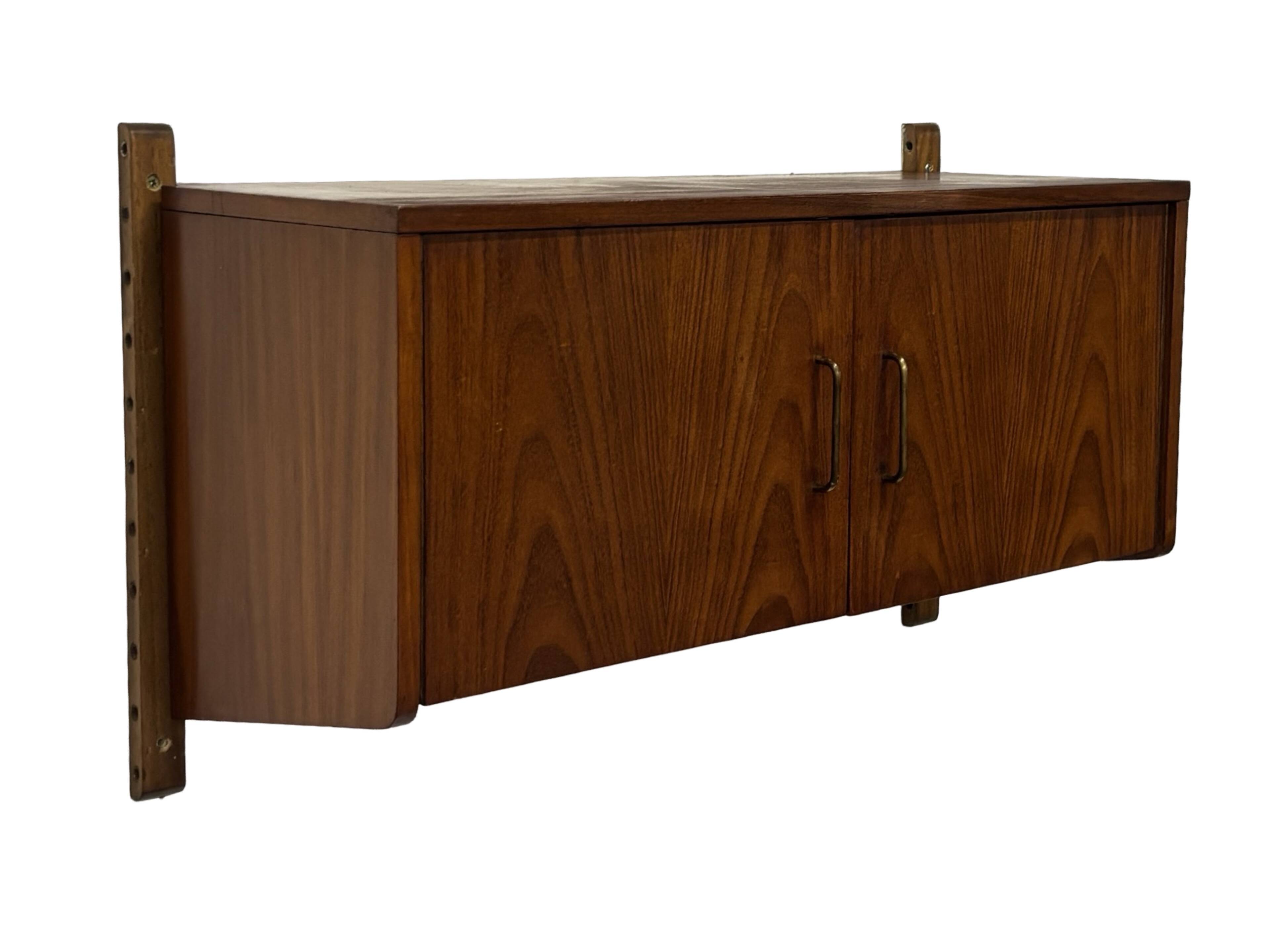 Vintage wall cabinet compact wall system 1960s teak veneer