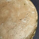 Stoneware bowl with handles, signed handmade ceramic.