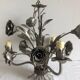 Mid-20th century 3-light floral chandelier in sheet steel