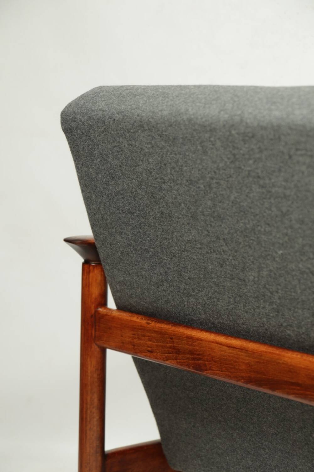 Scandinavian armchair in teak and gray fabric by E.Homa, 1960