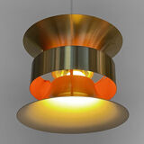 Pendant light in golden brushed aluminum by lyskaer belysning. denmark 1970s
