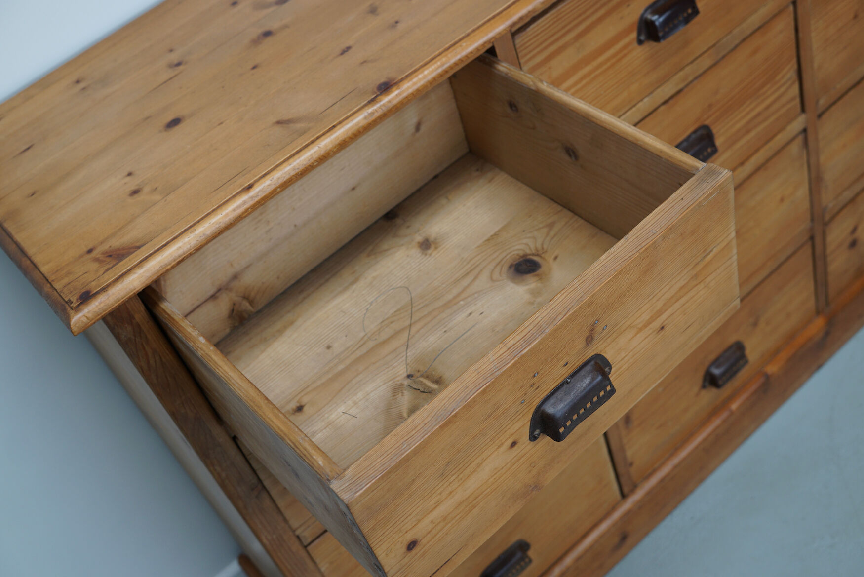 German Pine Apothecary Cabinet or Bank of Drawers, ca 1930s