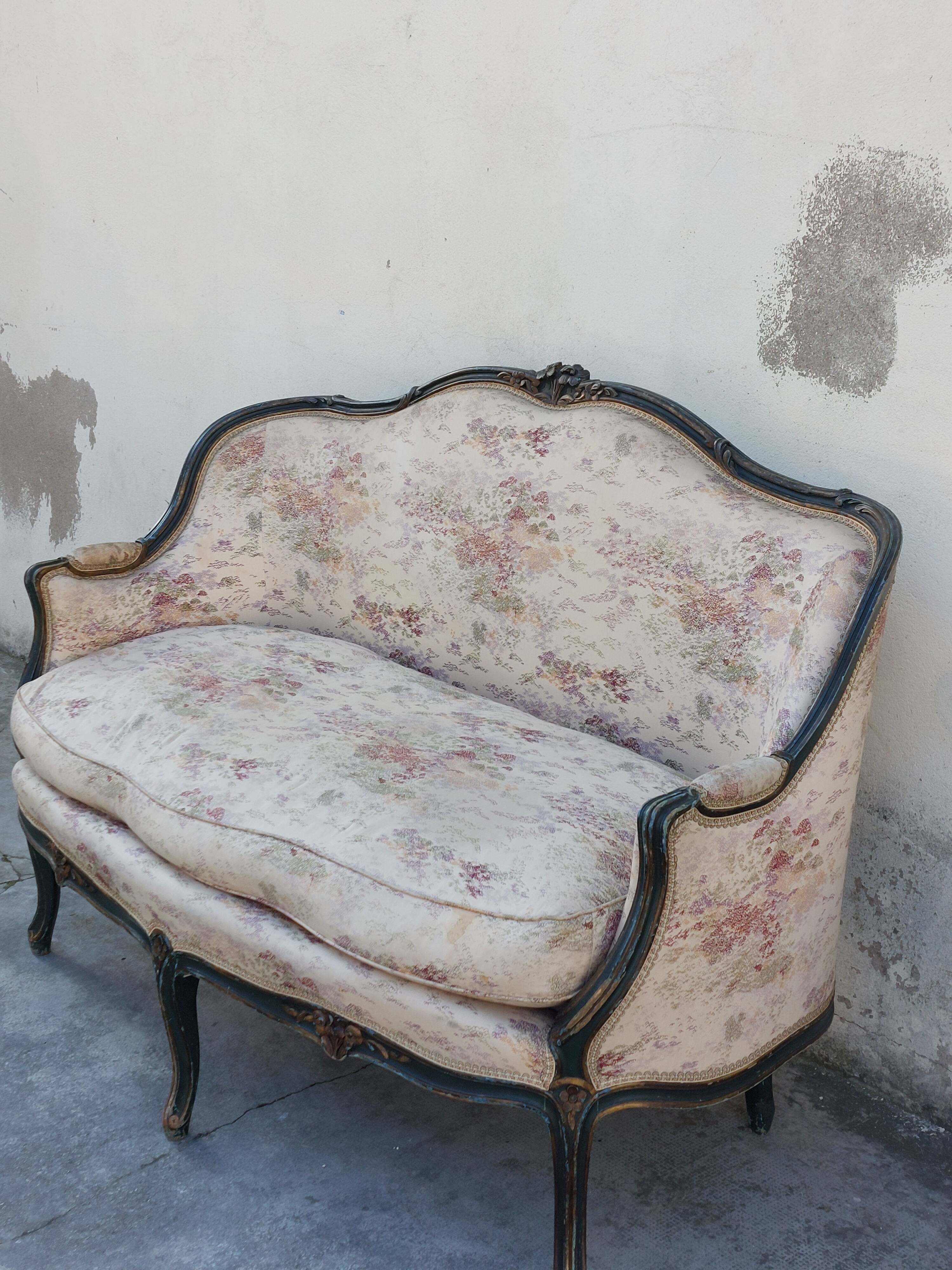 Sofa bench louis XV carved basket
