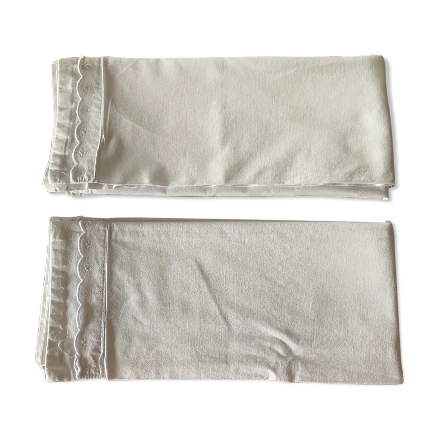 Pair pillowcases white cotton and lace