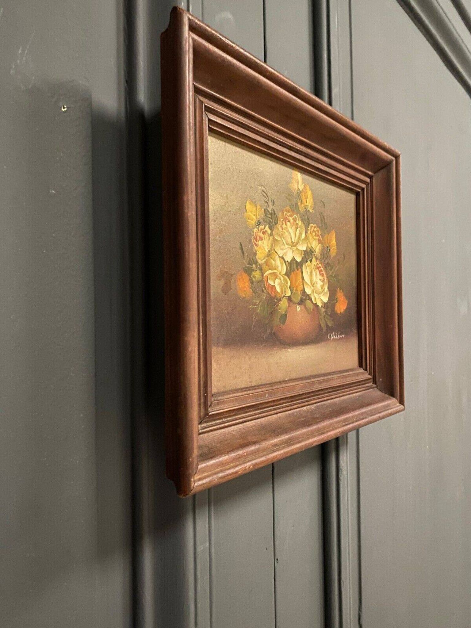 Oil on canvas still life by R. Waddoms 20th bouquet of flowers