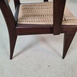 4 French mahogany and rope chairs 1950s