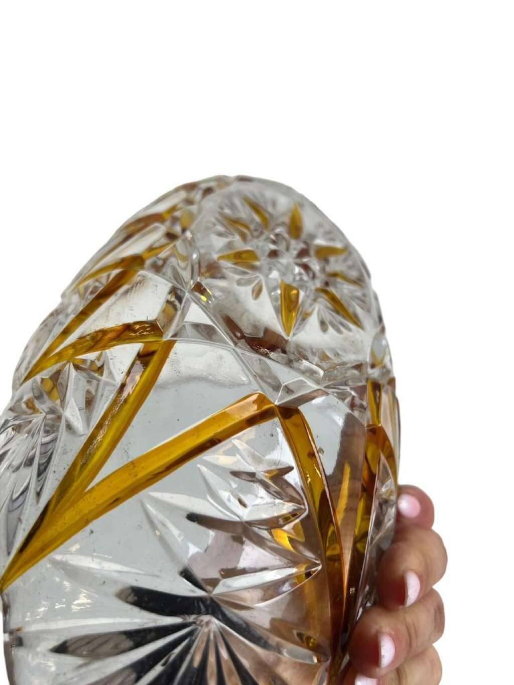 Vintage amber color / glass crystal bowl / dish