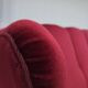 1960s, Danish 3-seater curved sofa, red furniture velour