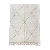 Moroccan Berber carpet blessed ouarain ecru with black engraved diamonds 296x205cm