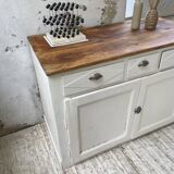 Meuble de métier enfilade patine blanche