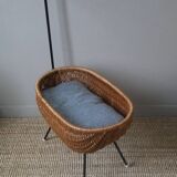 Wicker cradle metal base Scandinavian design vintage Dutch handmade doll bed
