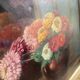 Old painting, oil on canvas "bouquet of dahlias" signed G. Müller, 20th Century School
