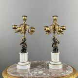 Pair of bronze and marble candelabra, Napoleon III period