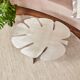 Table basse feuille Monstera – Acier inox brossé – Design sculptural