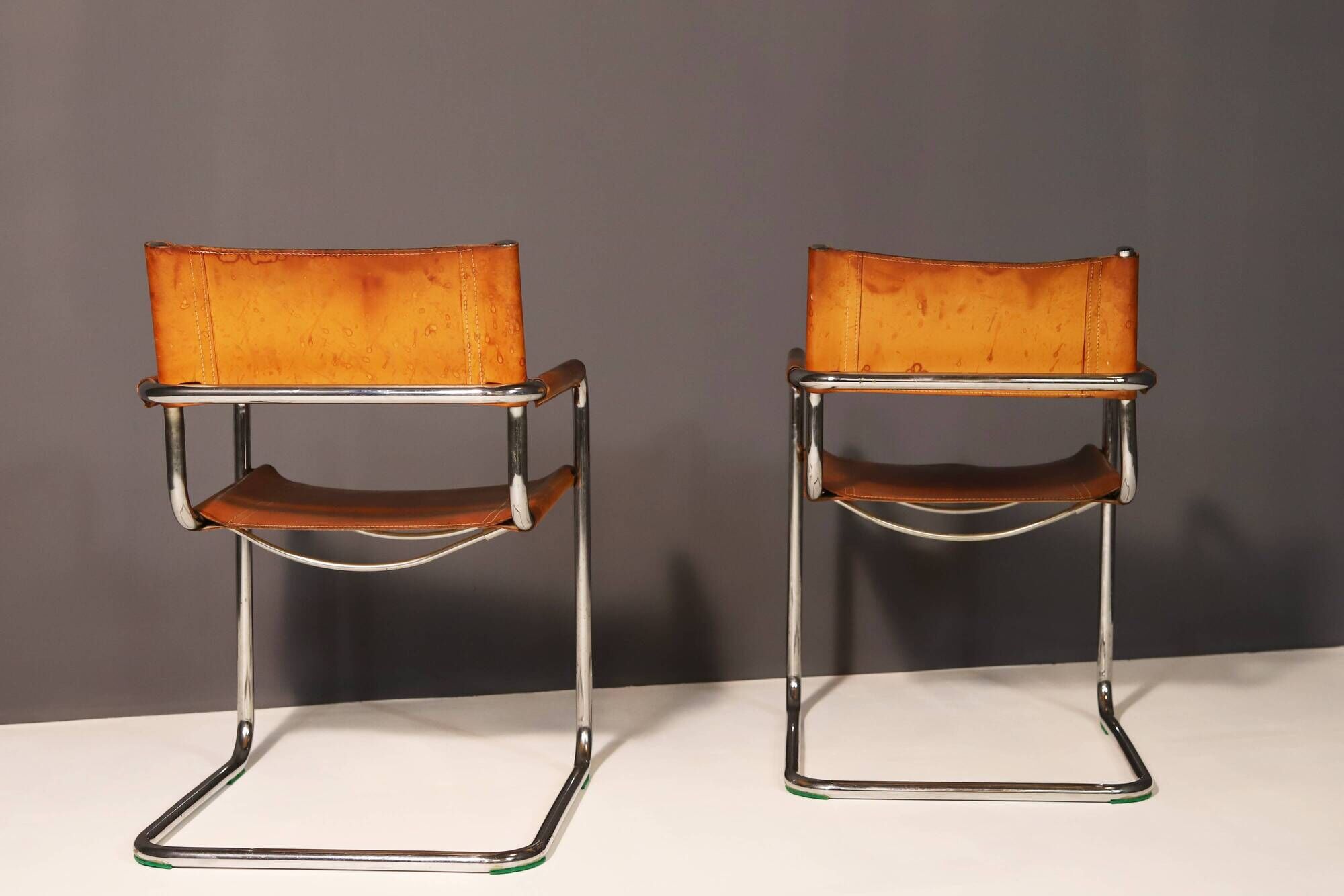 Pair of Cantilever Tubular Steel Armchairs MG5 Grassi style, 1970´s