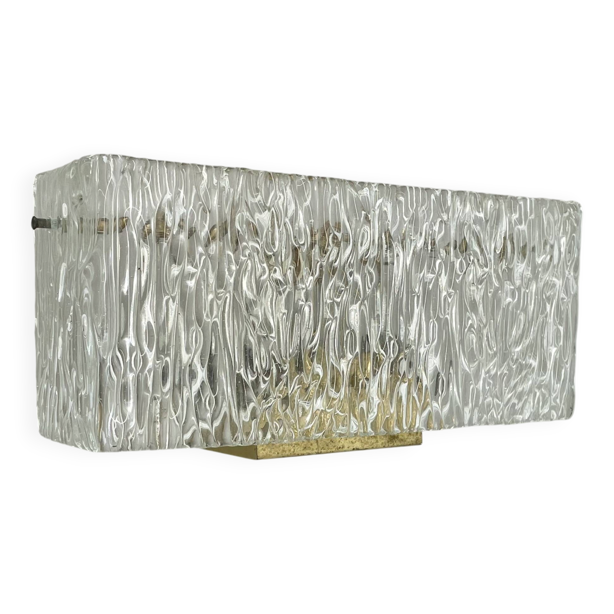 Large 35cm cubic Hollywood Regency Ice Glass Wall Light by J.T. Kalmar 1950