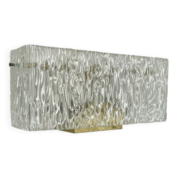 Large 35cm cubic Hollywood Regency Ice Glass Wall Light by J.T. Kalmar 1950