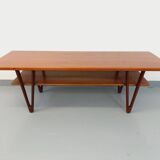 Large vintage Scandinavian double-topped teak coffee table by Kurt Østervig from the 1950s